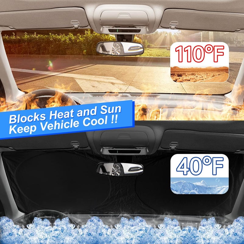 INSAUTO Windshield Sun Shade for Honda Fit 2007-2020 2021 2022 2023 2024 Sun Visor Protector Foldable Window Sunshade for Honda Fit Hybrid Sport Windshield Cover Car Sun Shields Block UV Rays - Image 5